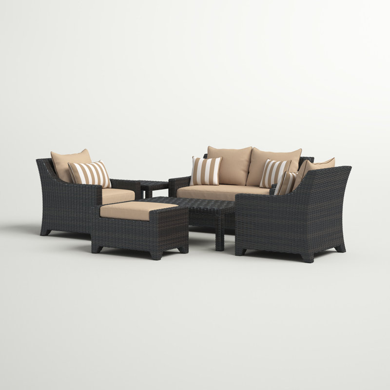 Fionnula 5 - Person Patio Conversation Set with Cushions, Canvas Heather Beige Sunbrella® Canvas