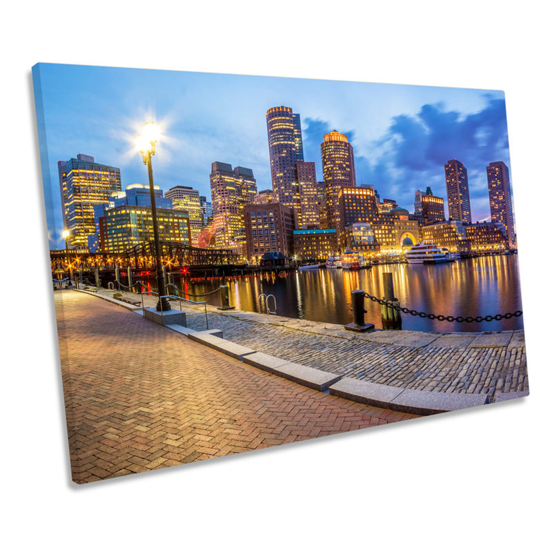 Boston City Skyline - Wrapped Canvas Print, 50.8cm H x 76.2cm W