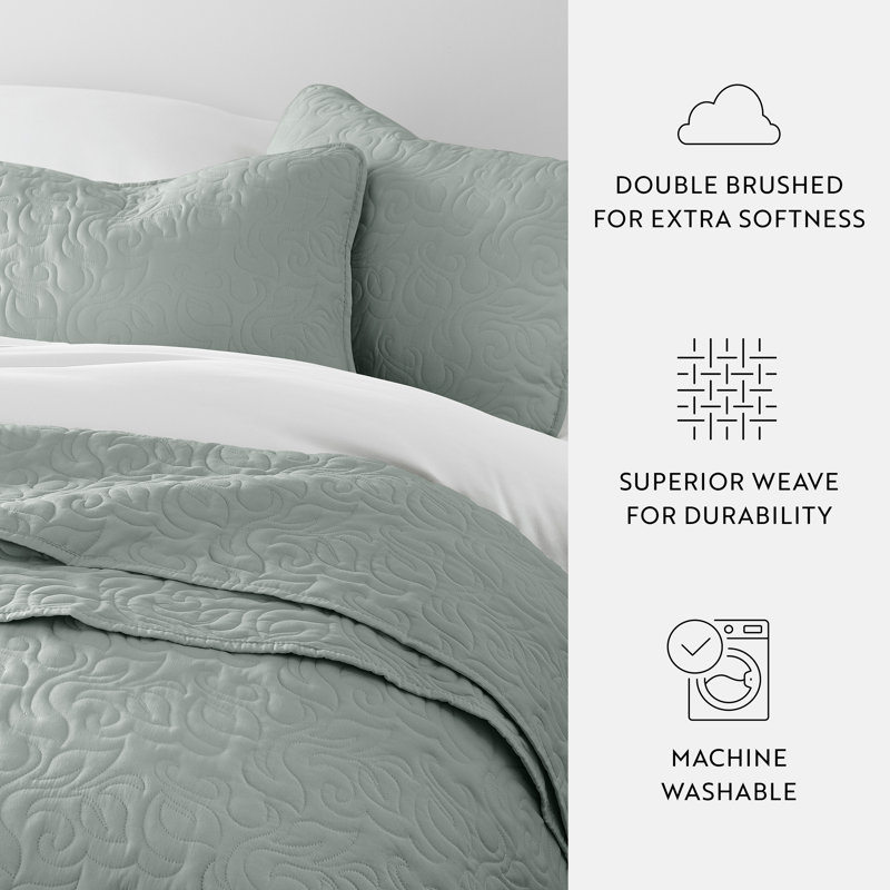 Eucalyptus Twin Reversible Microfiber Quilt Set