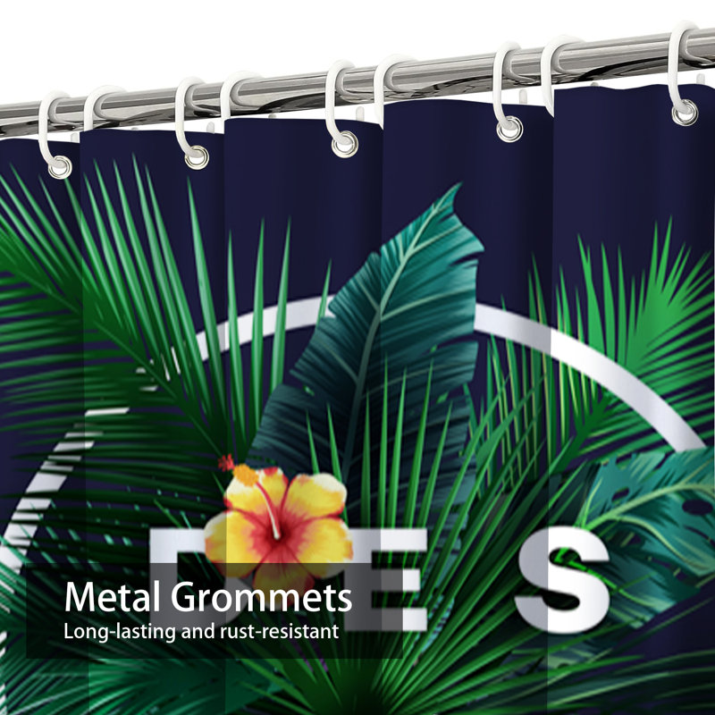 Rideau de douche abstrait vert à motif de feuilles de palmier tropical avec 12 crochets, L 72 po x l 72 po