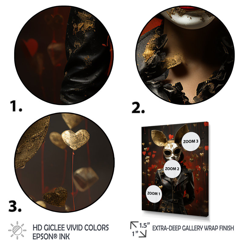 «Bunny Bank Robber Street Art II», reproduction d'art abstrait mural, Cadre flottant noir, H 32 po x l 16 po x P 1 po