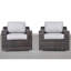 2 chaises de patio de style contemporain, résistantes aux intempéries, avec coussins d'assise et de dossier résistants à la décoloration, entièrement assemblées, pieds en osier.