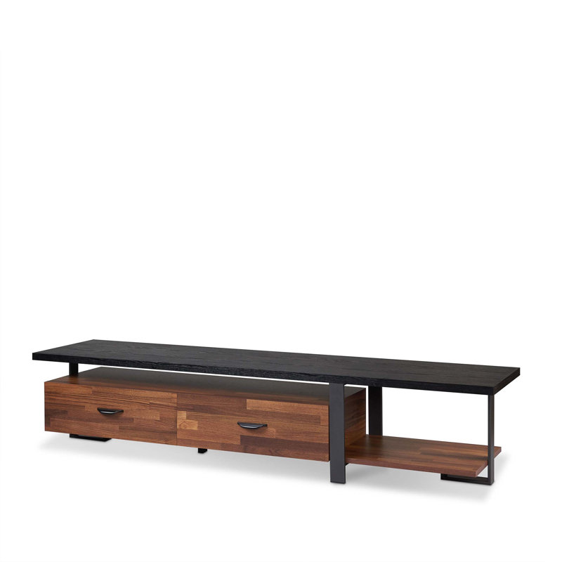 Coalpit Heath Rectangular 2-Drawer TV Stand in Walnut/Black