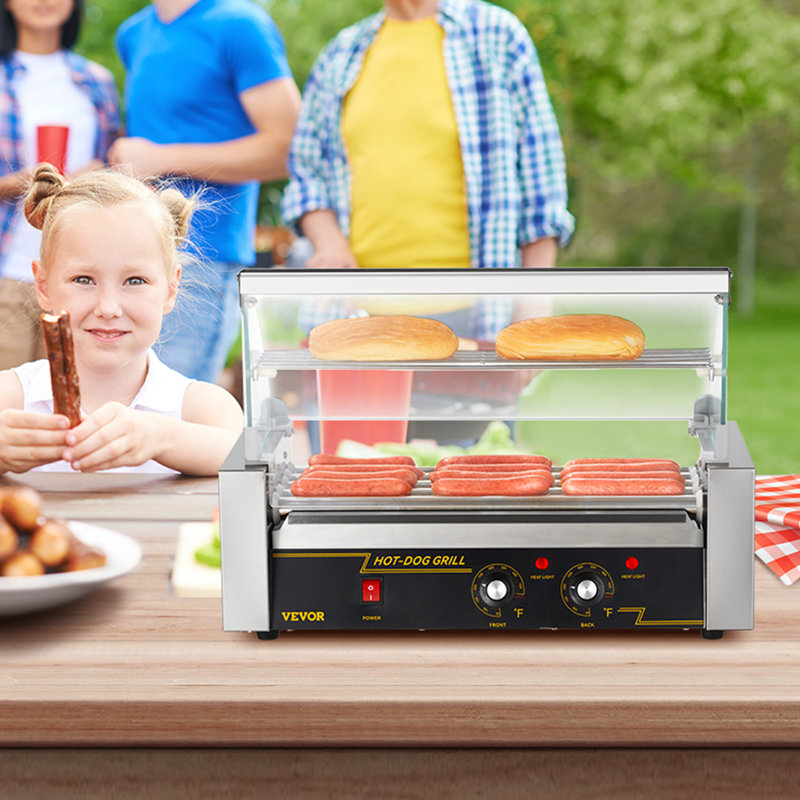 VEVOR Hot Dog Roller with Glass Lid