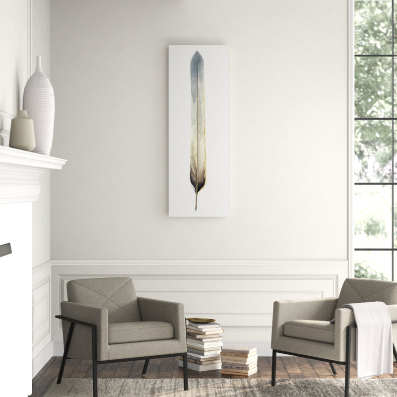 Fall Feathers I Painting by Elena Carlie, Gilded Gold, 58" H x 20" W