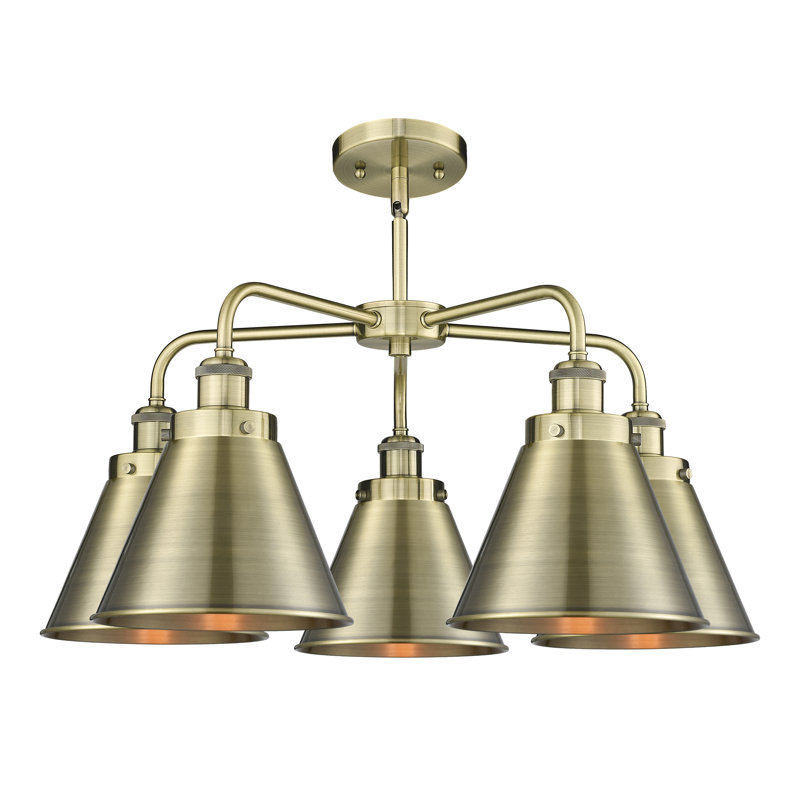 Lustre traditionnel / classique à 5 lumières Amalle, Laiton antique, Laiton antique