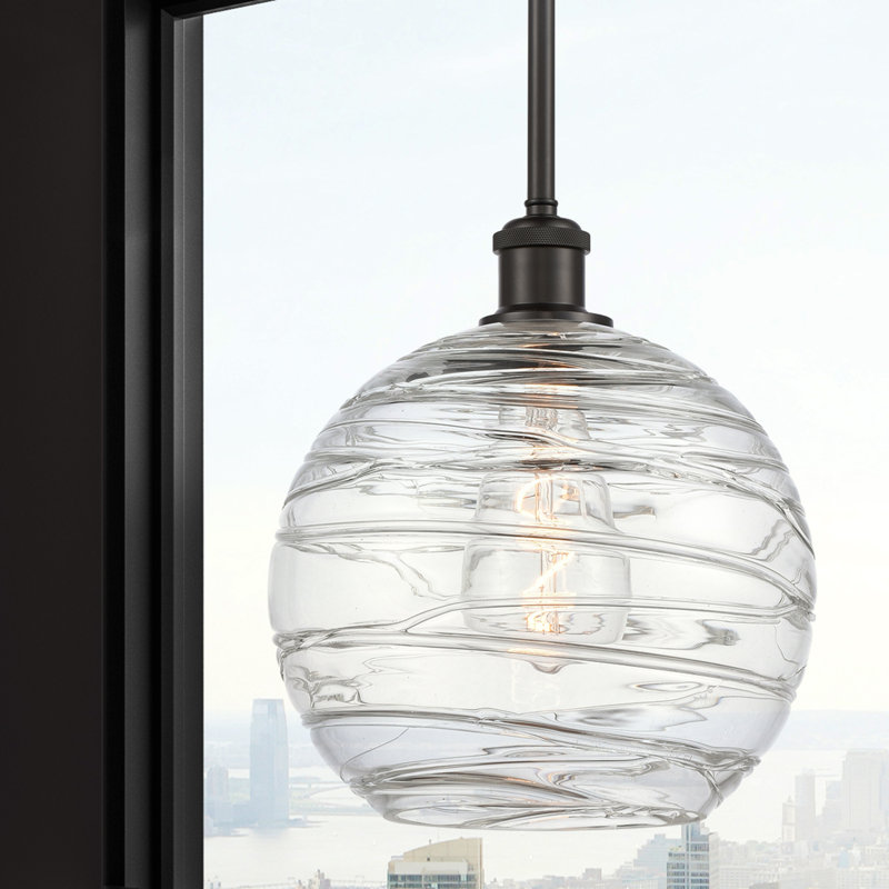 Mott 1-Light Single Pendant, Oil Rubbed Bronze, 13" H x 10" W x 10" D, 6 Watt vinage LED Bulb