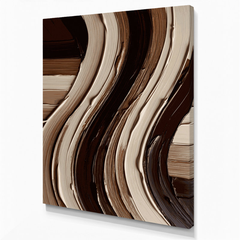 DiagonalStripes Greige Deep Brown Brown Canvas Wall Art, 12" H x 18" W