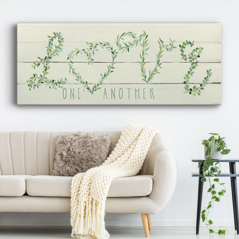 Toile tendue Shiplap Vines Love-Gallery, H 20 po x l 50 po x P 1,5 po