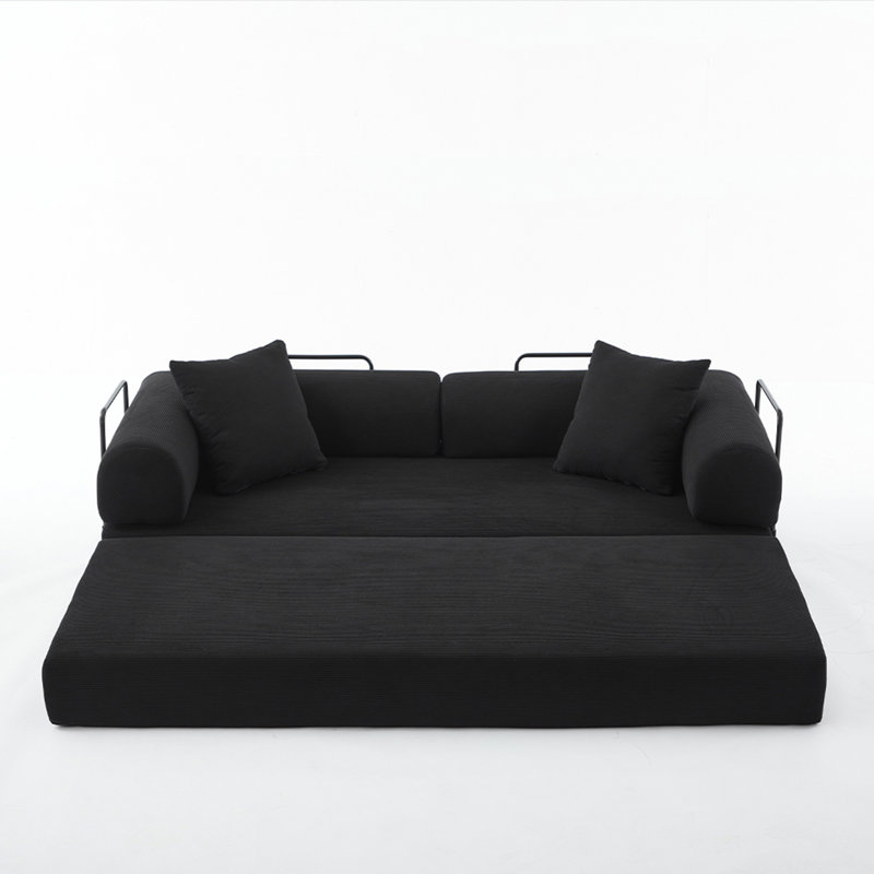 Canapé-lit pliant avec 2 coussins, Black