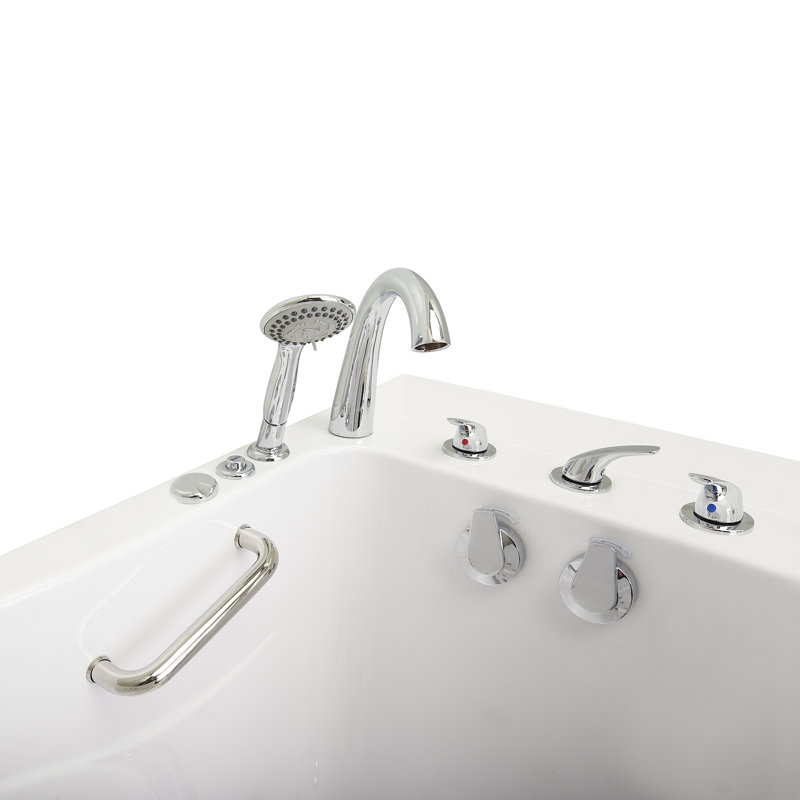 Ella Capri 30"x52" Acrylic Hydro Massage Walk-In Bathtub with Right Outward Swing Door, Heated Seat, 5 Piece Fast Fill Faucet, 2" Dual Drain