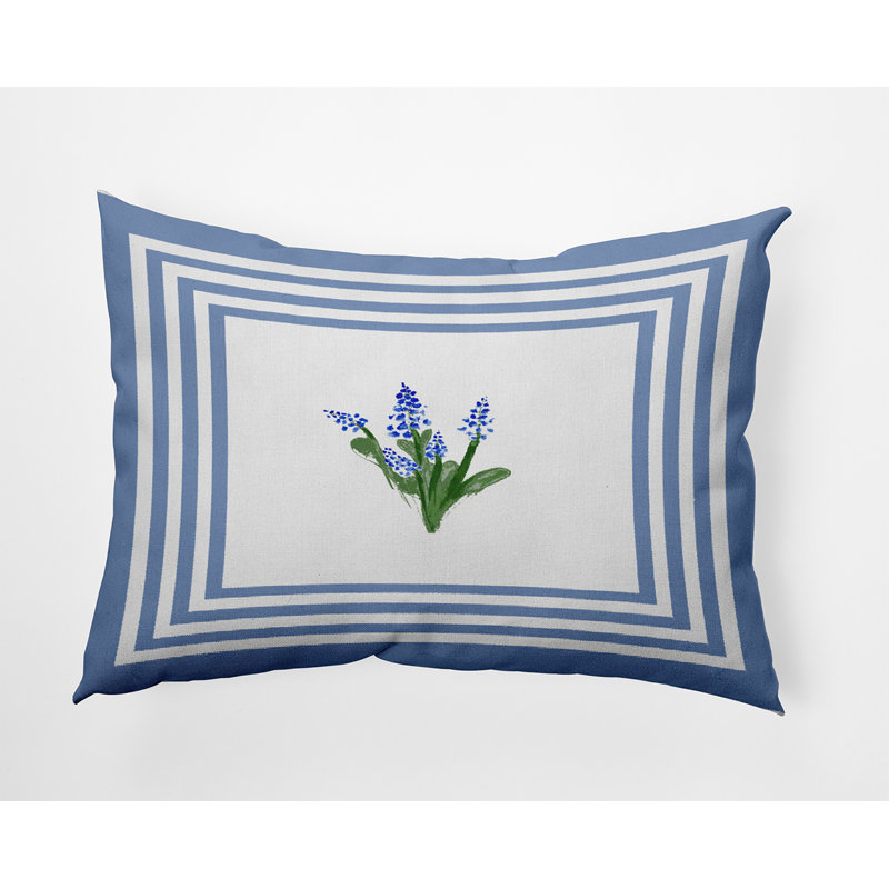 Coussin décoratif floral intérieur / extérieur en polyester, Rectangulaire, H 14 po x l 20 po