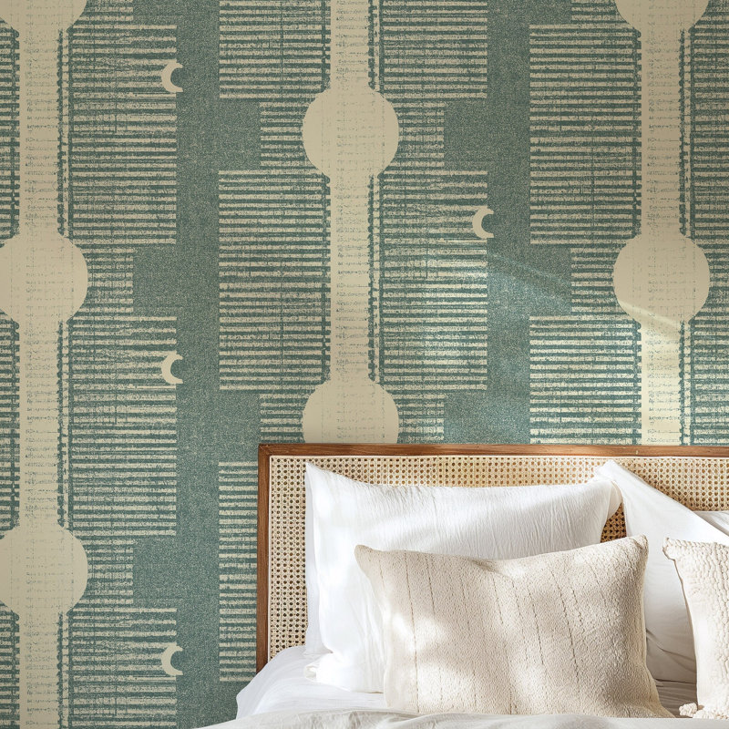 Inyanga Wallpaper, Non-Pasted, Faux Grasscloth, Blue Jade