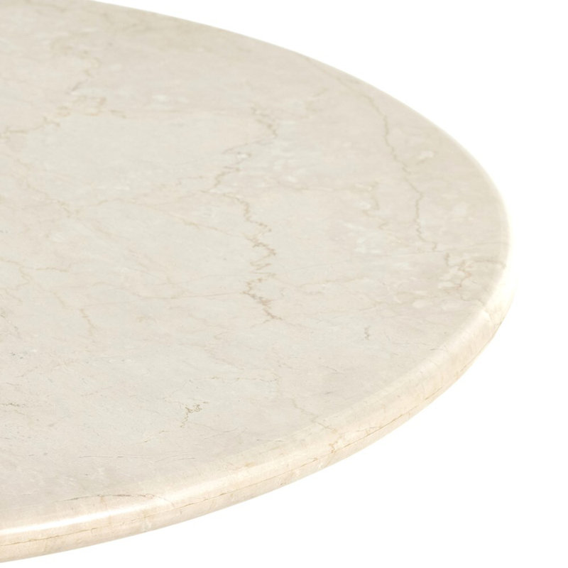 Belle Round Marble Dining Table, Cream Marble/Ivory Iron