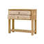 Table de canapé en bois de manguier massif Florence avec tiroirs sculptés et tablette de rangement