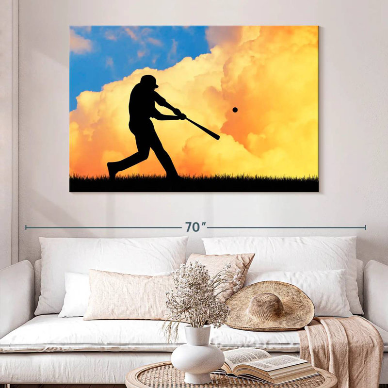 Baseball Sireci au coucher du soleil, H 34 po x l 51 po