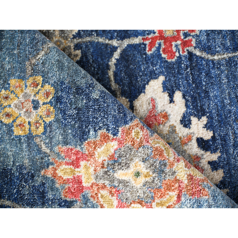 Oxford hand-knotted Ghazni Wool Blue Area Rug, 10'X14'