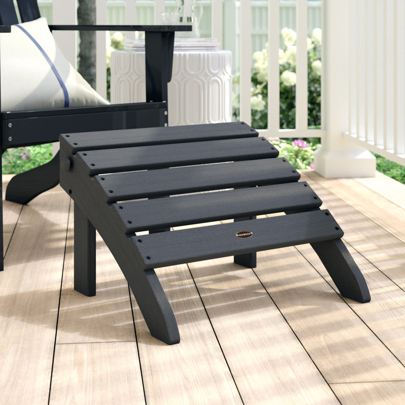 POLYWOOD Classic Adirondack Oversized Adirondack Folding Ottoman, Black