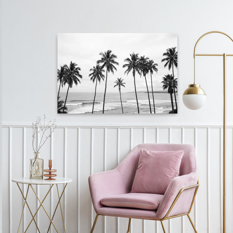 Art mural abstrait contemporain Palm Paradisebw, H 36 po x l 24 po