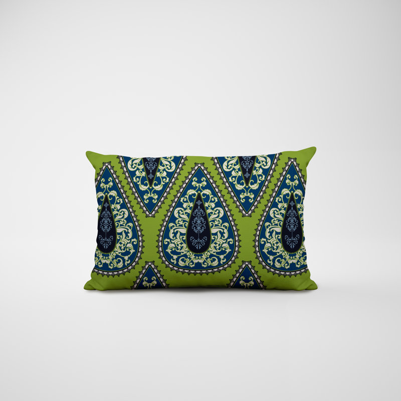 Paisley Outdoor Reversible Throw Pillow, Chartreuse