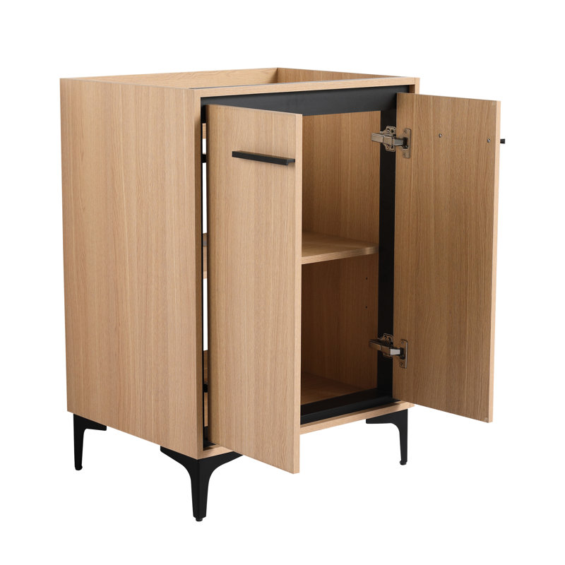 Meuble-lavabo de 24 po sans lavabo - rangement moderne avec portes à fermeture douce pour un rangement soigné, style américain et plateau en bois d'ingénierie