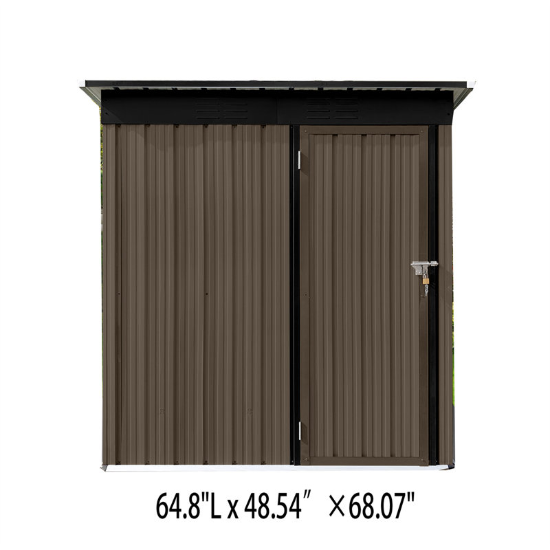5 ft. 5 in. W x 4 ft. D Metal Storage Shed, Brown