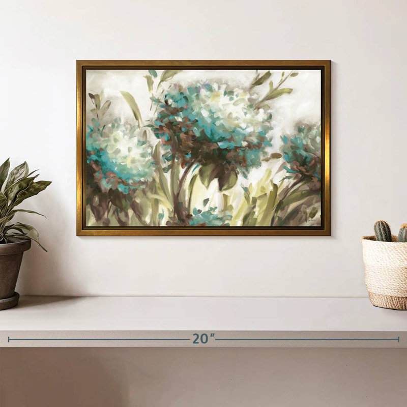 Hortensia champ neutre, Cadre flottant doré, 13 po x 9 po