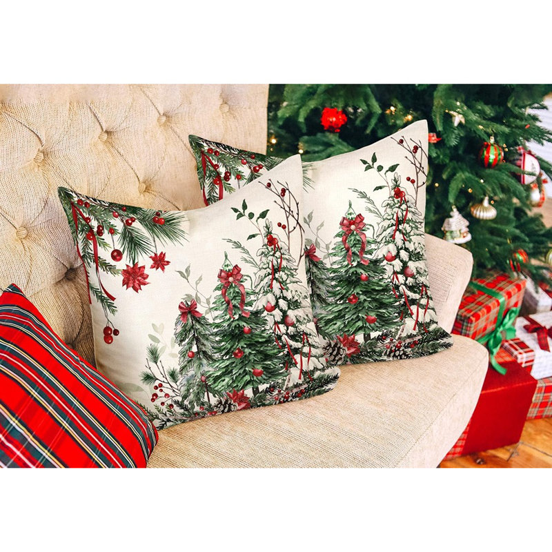 Coussins décoratifs de Noël 18 x 18 pouces, ensemble de 2 housses de coussin décoratives de Noël pour Noël