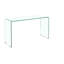Console en verre, console en verre trempé transparent avec bureaux à bords arrondis, table de canapé
