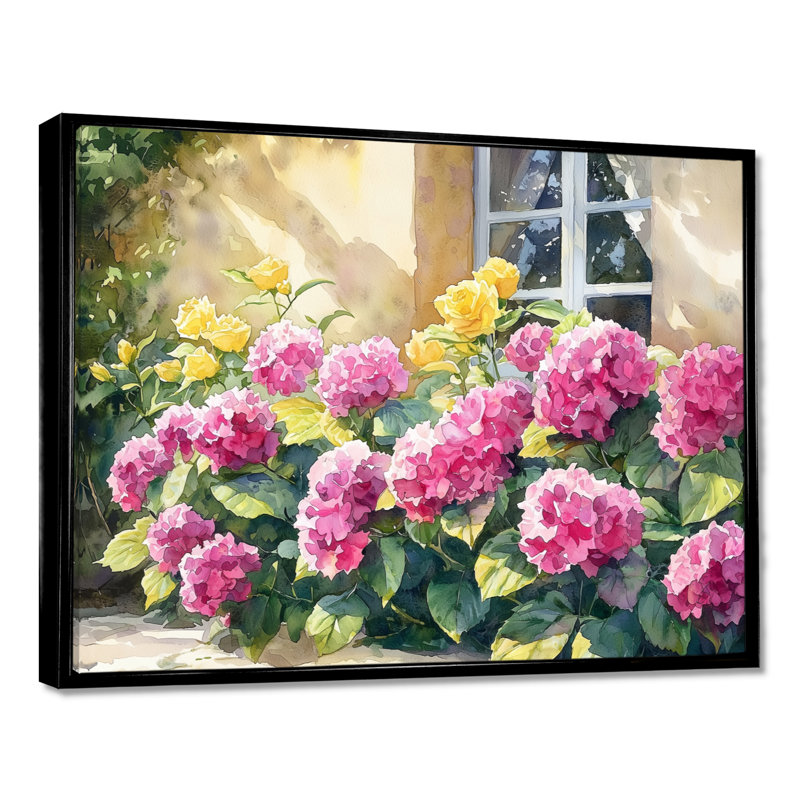 Isella - Floral Wall Art, H 30 po x l 40 po, Noir, noir, noir, noir, Impression encadrée flottante