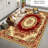 Traditional Red Medallion Area Rug with Non-Slip Backing, Machine Washable Faux Cashmere Polyester Carpet-486904691