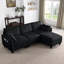 Canapé d'angle en chenille noire de 216 cm (85 po), rangement pour salon, design modulable flexible, chenille, coussins-1765720254-1765720255