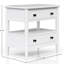 Table de chevet ouverte blanche 2 - Design intérieur doublé de feutre et de bois massif avec base à 2 tiroirs de rangement