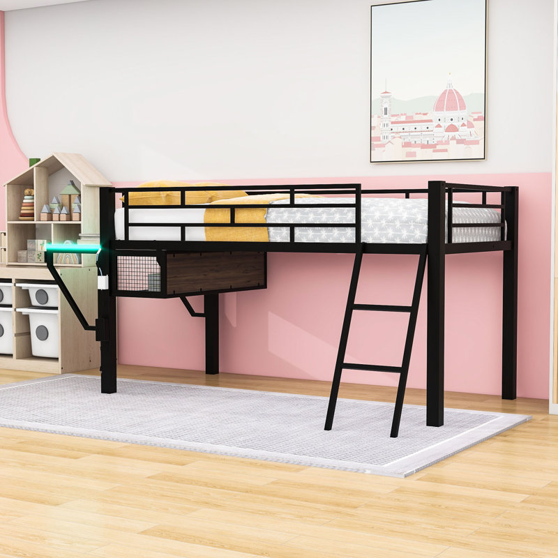Lit mezzanine avec bureau intégré et DEL, Simple