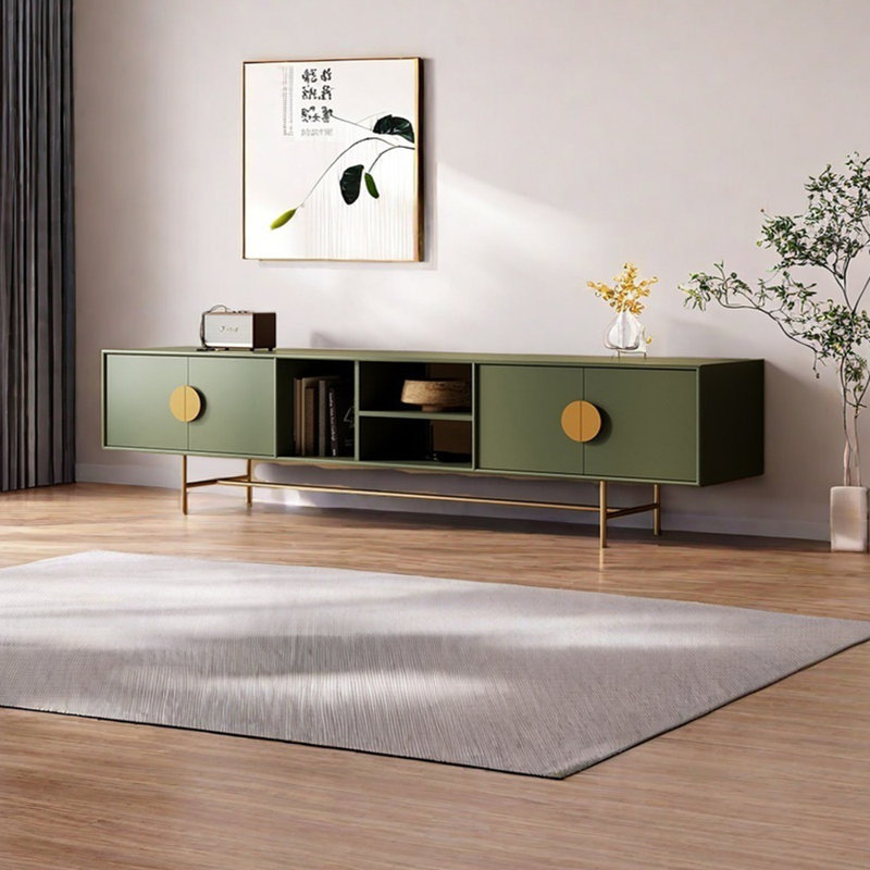 Creamy Iron TV Stand, 82.67" W, Green/Yellow