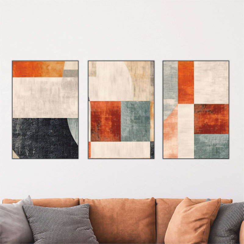 3 Piece Mid-Century Modern Abstract MDF Wall Decor Set