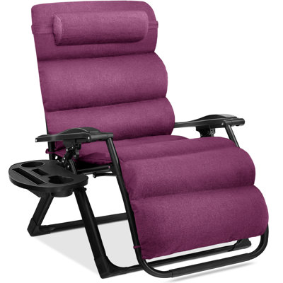 Oversized Zero Gravity Chair, Folding Recliner W/ Removable Cushion, Side Tray by Latitude Run