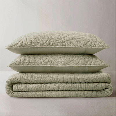 Full/Queen 3 Piece Cotton Quilt Set Sage