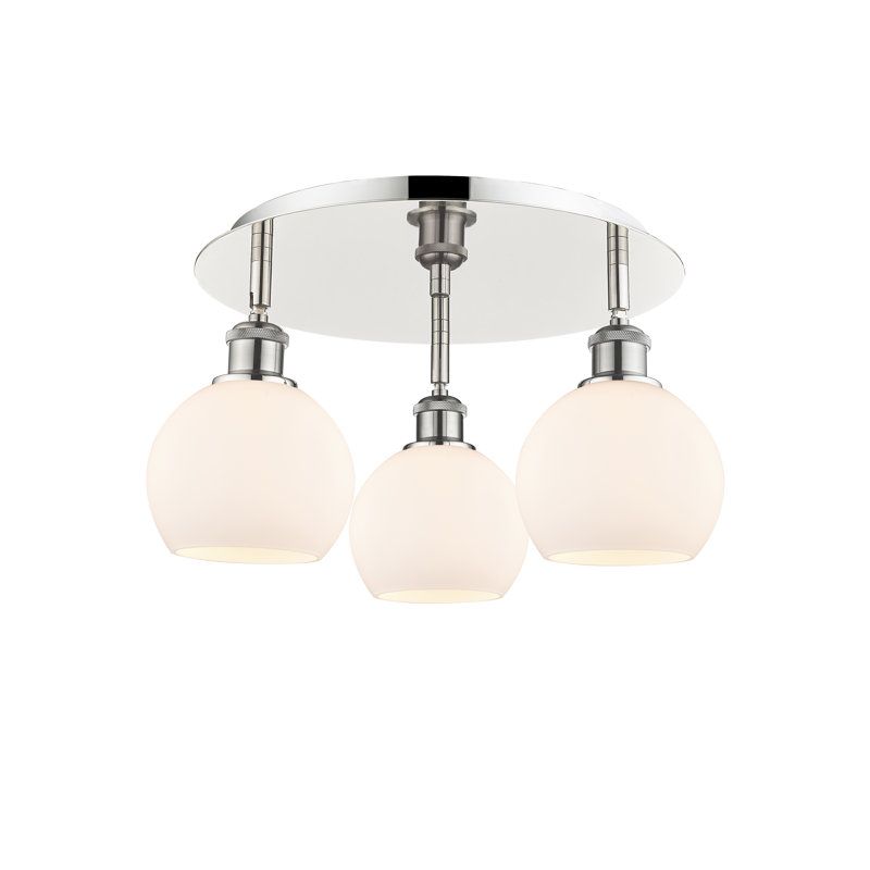 Plafonnier semi-encastré Ellington, Blanc mat, Nickel poli