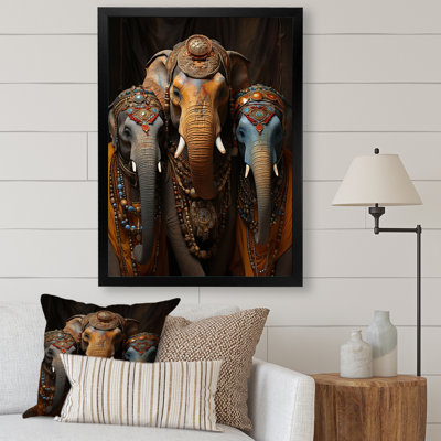 Art asiatique, éléphants thaïlandais sur toile