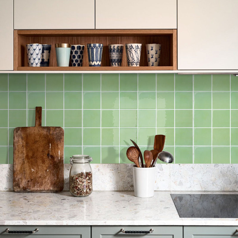 10-Pack Square Peel and Stick Backsplash Tiles – 12"x12" Thicker 3D Design, Sage Green