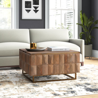 Table basse avec rangement en bois massif Clarkedale
