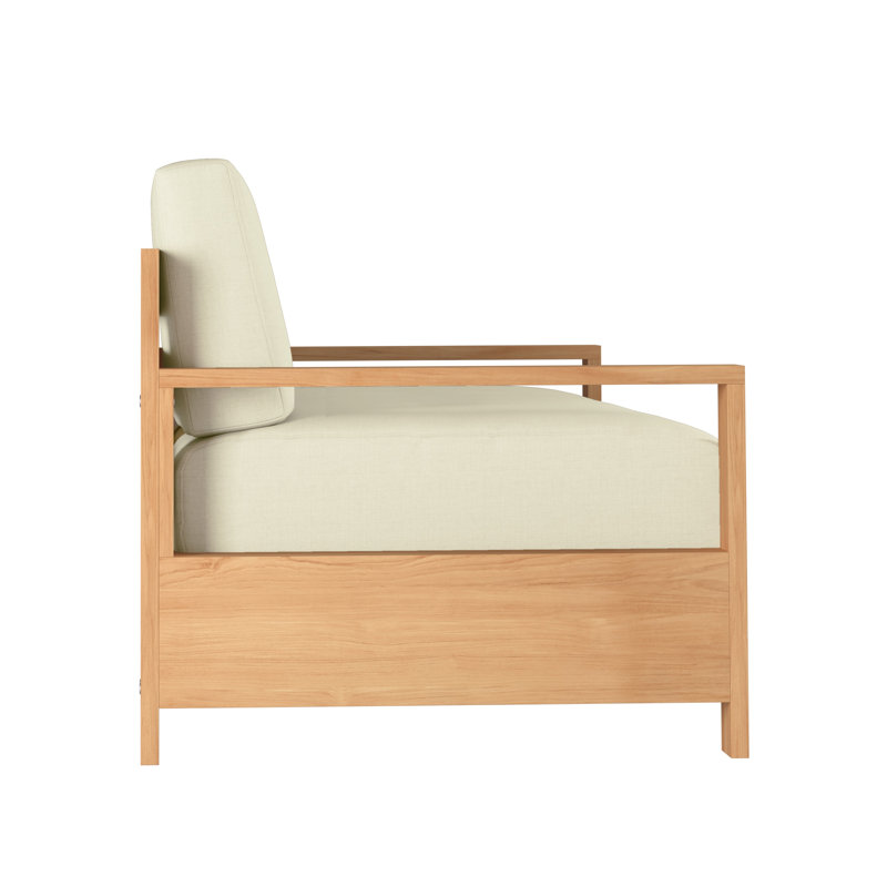 Canapé Landeck pour 3 personnes en teck avec Sunbrella Landenne, Crème