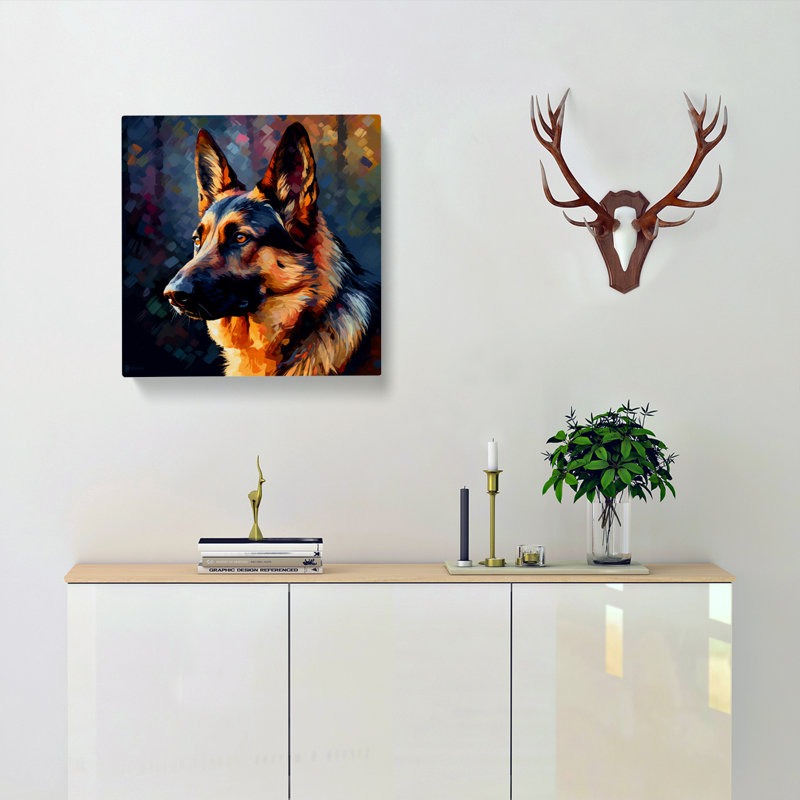 German Shepherd Post-Impressionism - No Frame Print, 50cm H x 50cm W x 3cm D