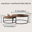 Round Nesting Coffee Table Set of 2, Mid-Century Modern Stackable Wooden Tables for Living Room Industrial Style-1459310790