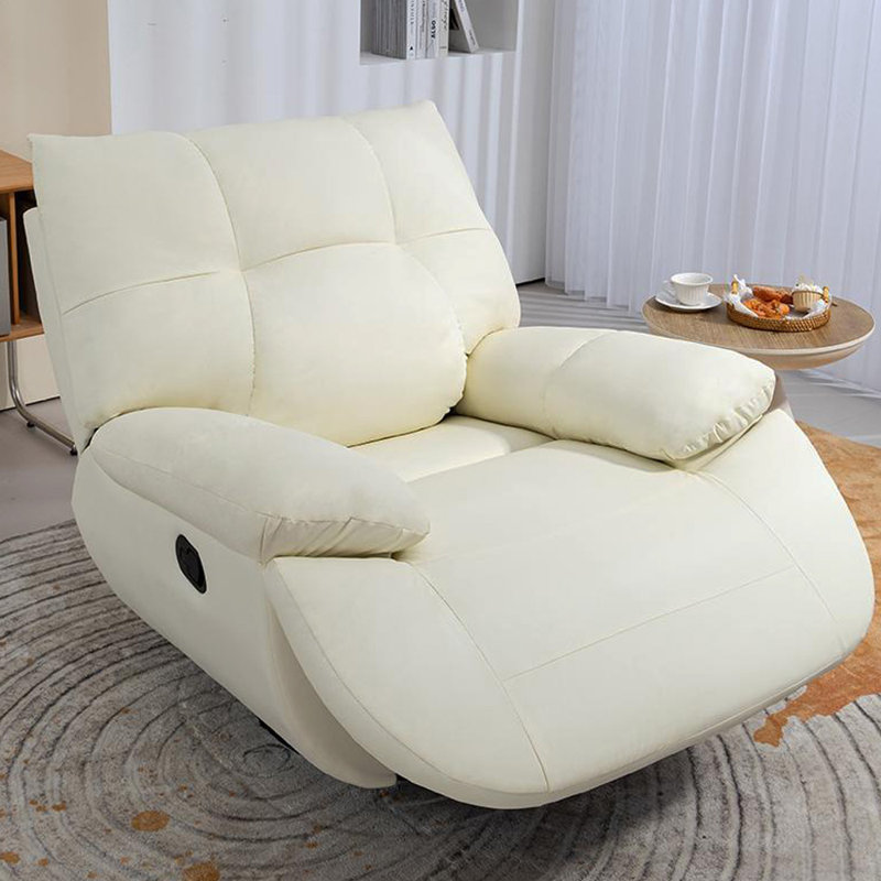 Single Manual Living Room Faux Leather Recliner, Beige
