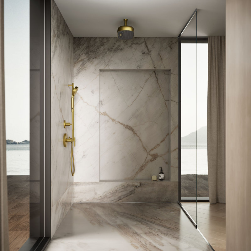 Statement™ 18" 2.5 GPM Oblong Rainhead, Vibrant Brushed Moderne Brass