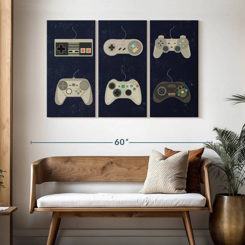 Video Game Controller Evolution Canvas Print, 32" H x 50" W