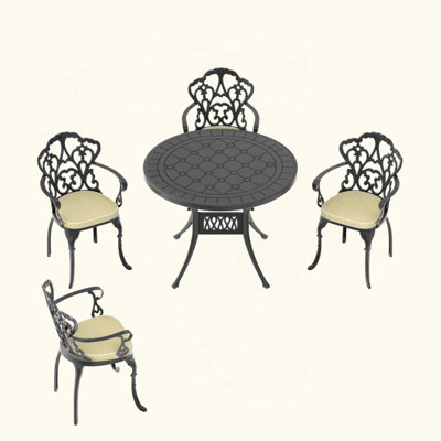 5-Piece Set Of Cast Aluminum Patio Furniture With Frame And Seat Cushions