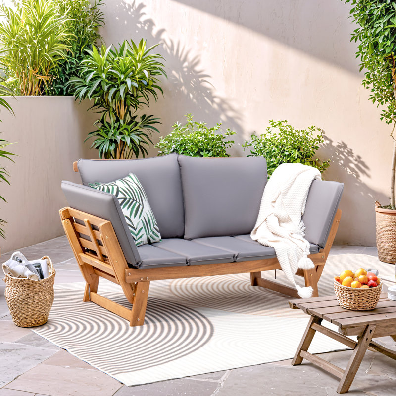 Kenessa 77.9" Wide Outdoor Straight Patio Sofa with Cushions, Grey